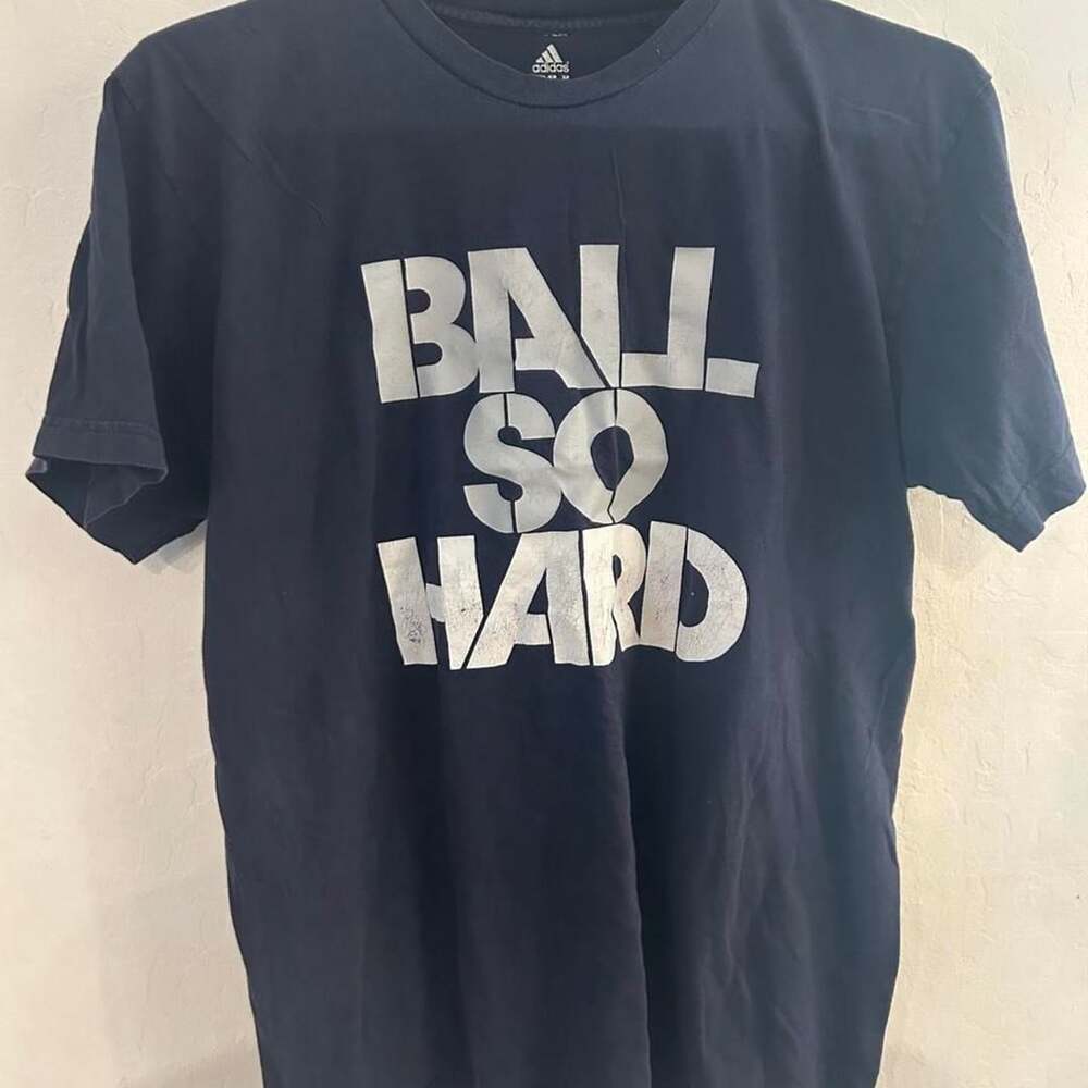 Adidas Ball So Hard Graphic T-Shirt XL Navy Blue Cotton